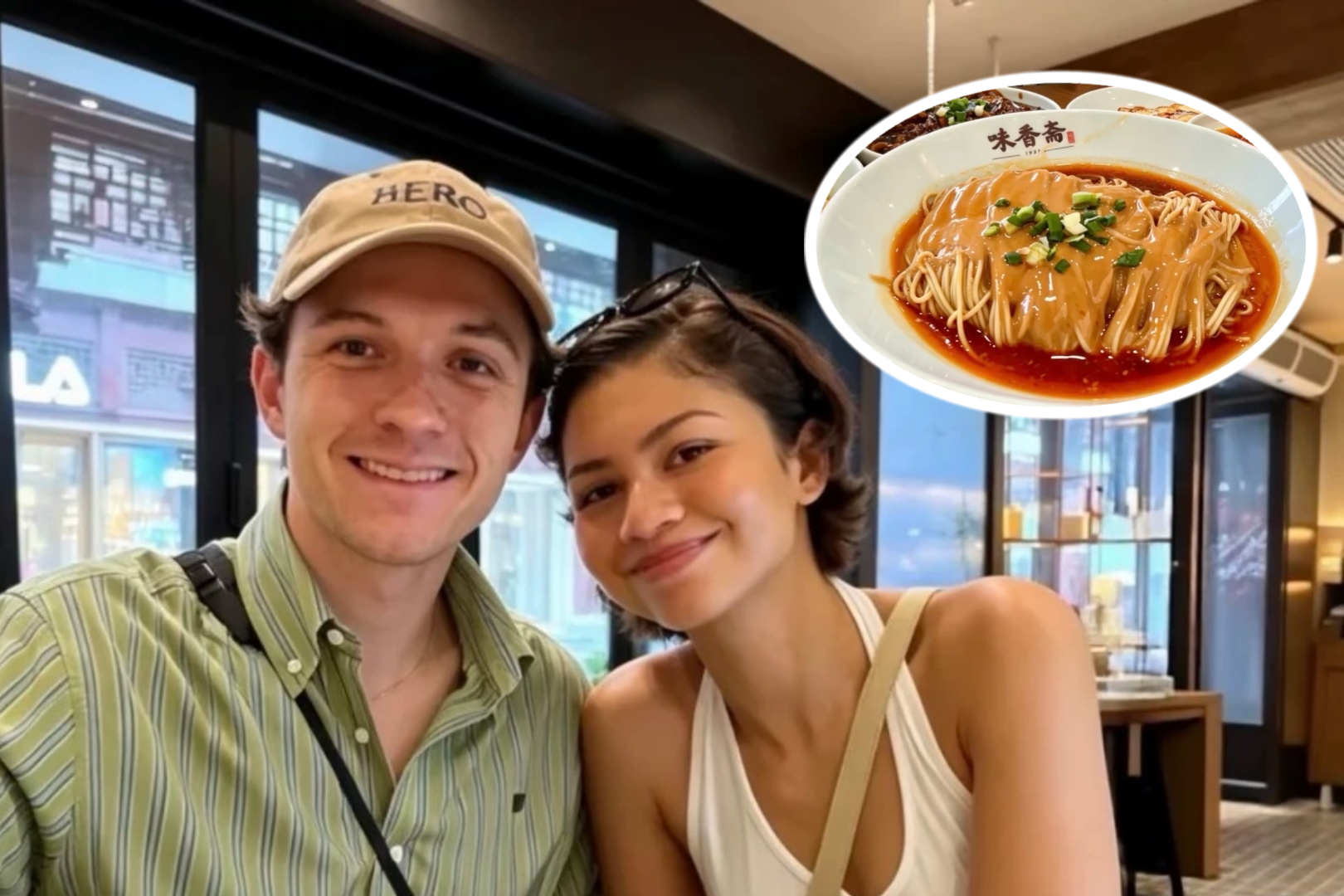 上海老舗麺店、トム・ホランドとゼンデイヤを魅了